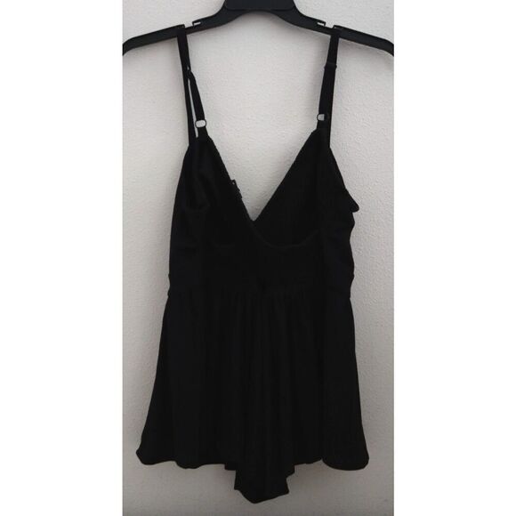 Torrid Women's Plus Sz 2 2X/18-20 Deep Black Smocked Criss-Cross Babydoll Top - Picture 2 of 8